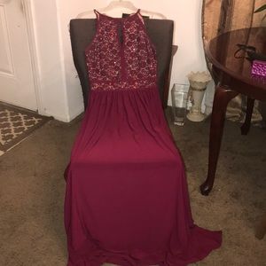 Burgundy Bridesmaid dress From David’s Bridal.